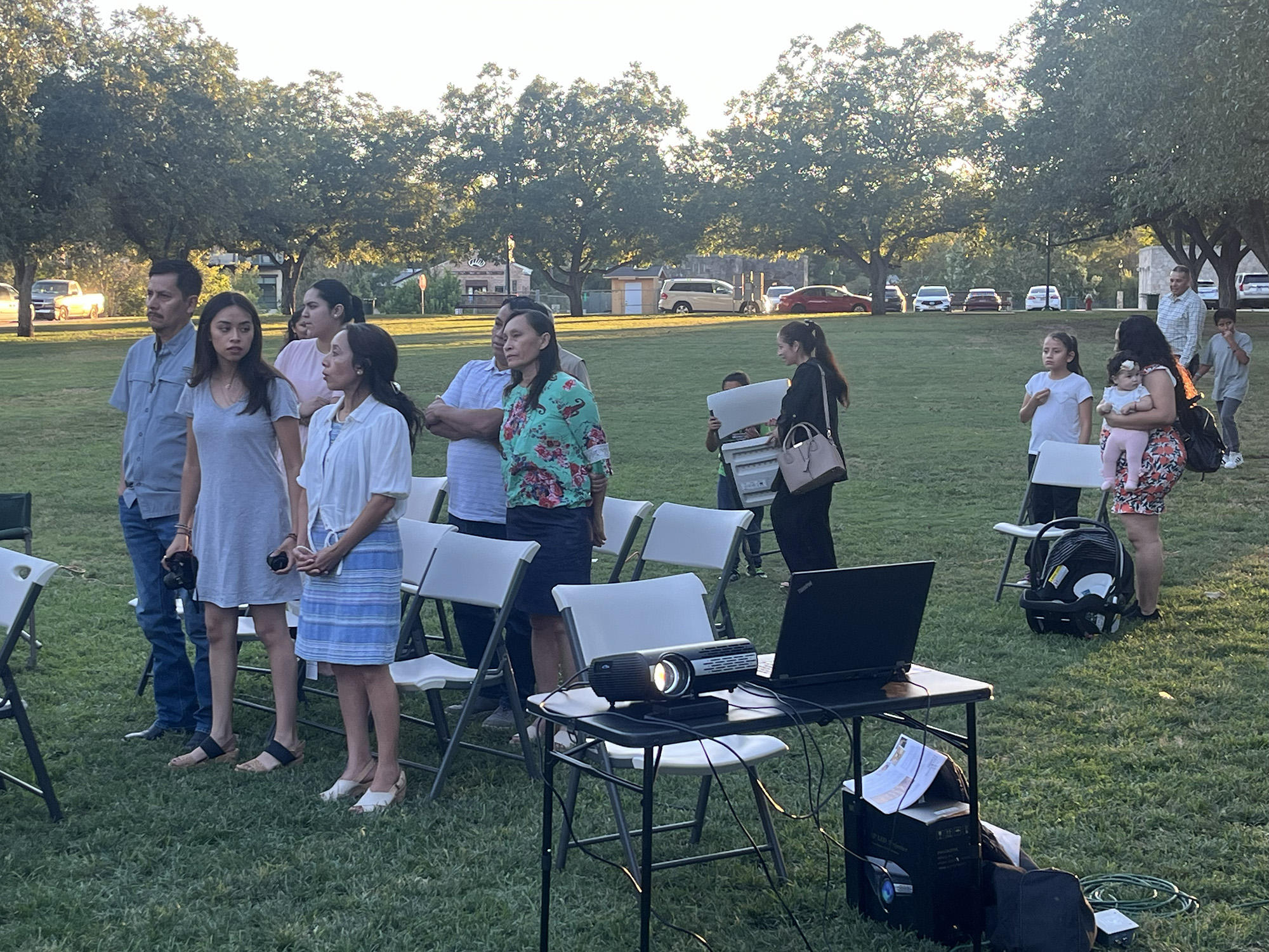 Many gather as we worship