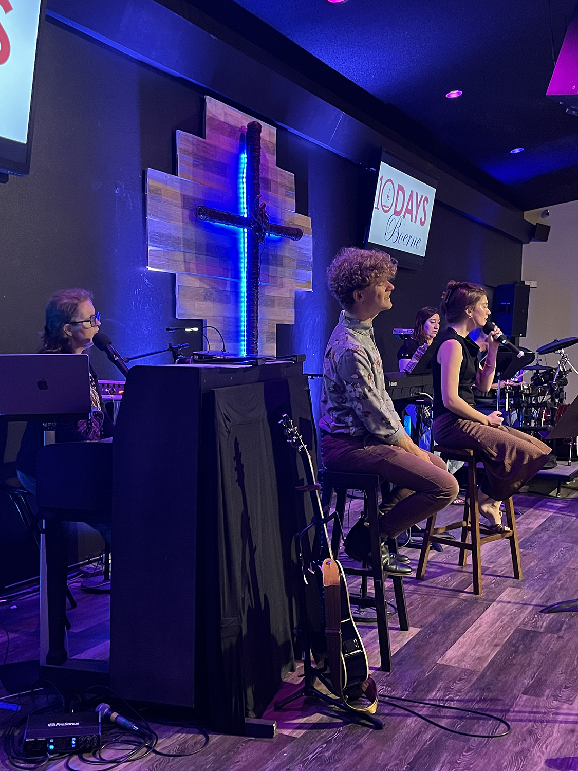 The worship team sings praise