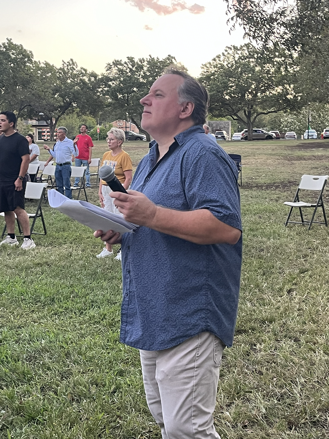 Pastor Bernie Berg, our M/C, stands ready