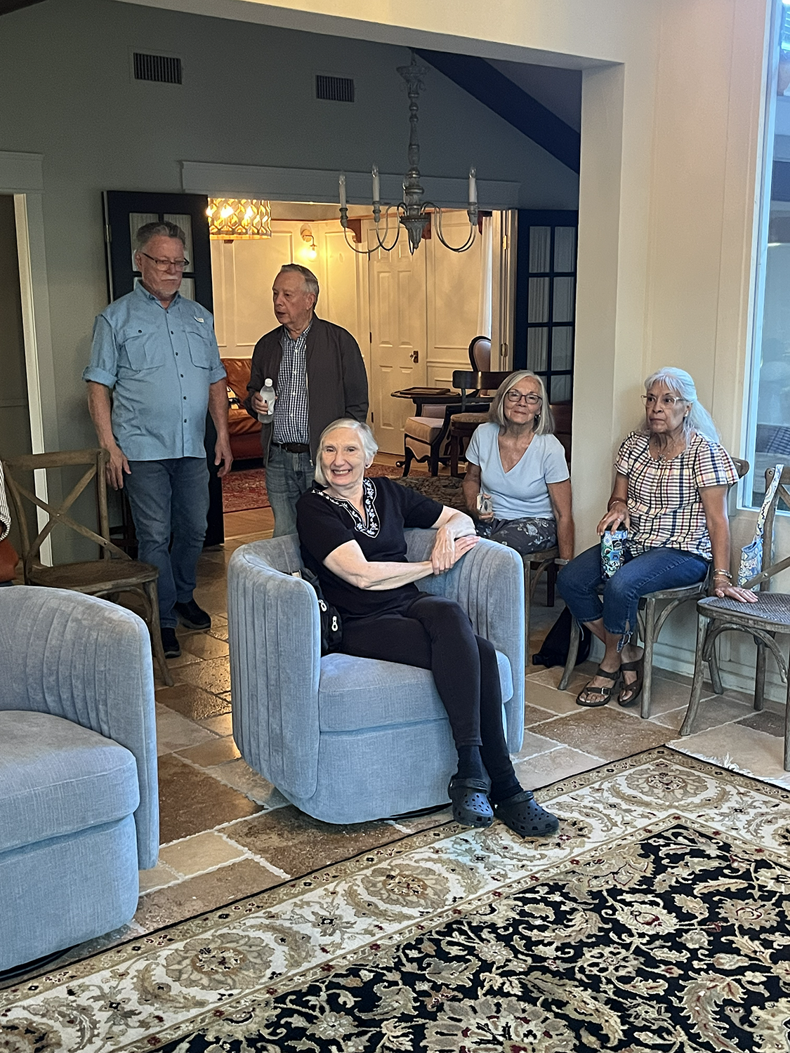 Familiar friends gather to fellowship and pray